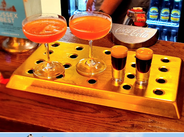 Cocktails and drinks served at the bar